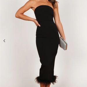 Petal & Pup Clara Feather Trim Midi Dress